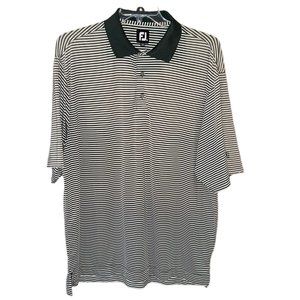 Men's FootJoy FJ Golf Polo Shirt Green/Cream Stripe Size XL‎